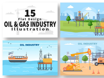 15 Oil Gas Fuel Industry Vector Illustration preview picture