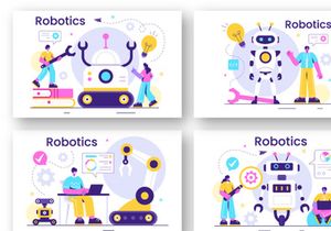 10 Robotics Vector Illustration