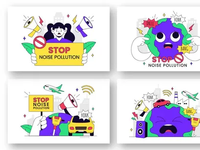10 Noise Pollution Vector Illustration