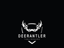 Deer antler logo for hunting and adventure community in nature simple and elegant symbol