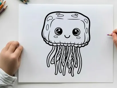 Cute jellyfish smiling underwater vector illustration