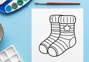 Cute cartoon Christmas sock with star pattern and cuff for festive holiday decor