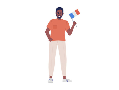 People with country flags semi flat color vector characters