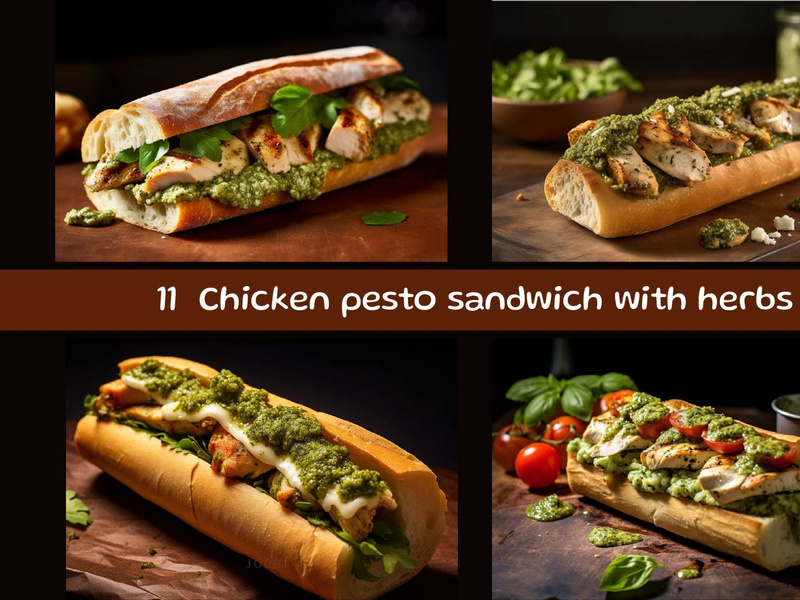 Chicken pesto sandwich with herbs