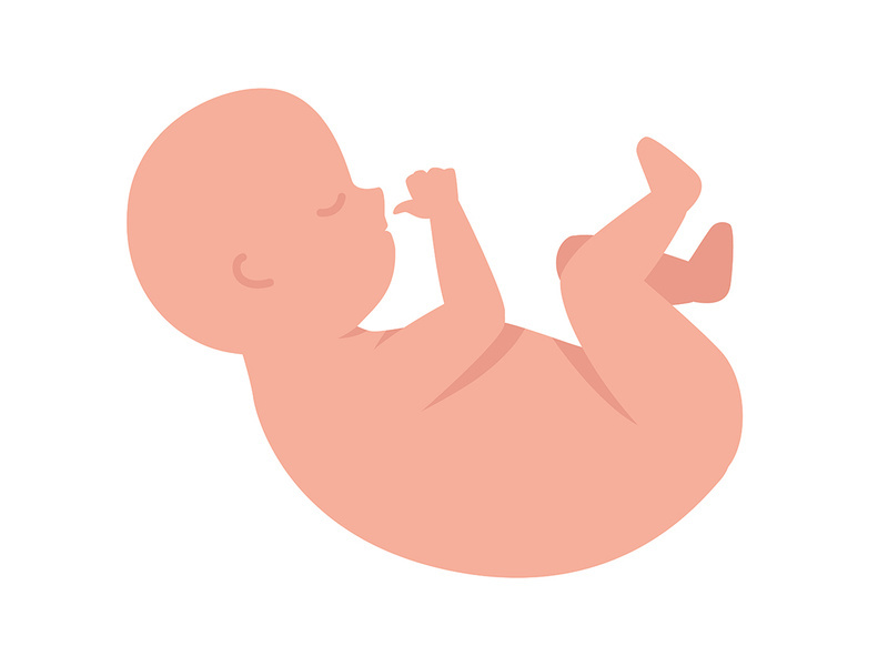 Newborn baby semi flat color vector character