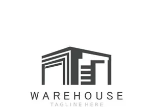 Warehouse modern storage logo business industry illustration