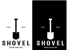 Shovel logo for agriculture, excavation,building, mining foundation. gardening vector set design with leaves