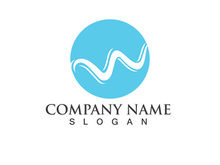 Wave Blue Water beach Logo vector Icon