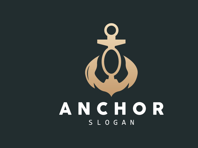 Anchor Logo, Ocean Ship Vector, Simple Minimalist Design