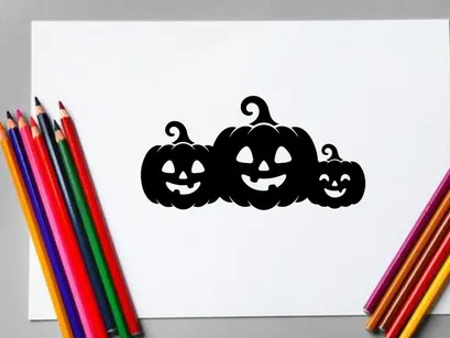 Happy Halloween Jack-o'-Lanterns with Smiling Faces for Fall Decor