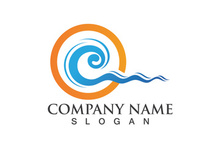Blue water wave logo design template