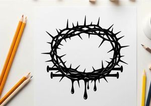 Silhouette of a crown of thorns with nails