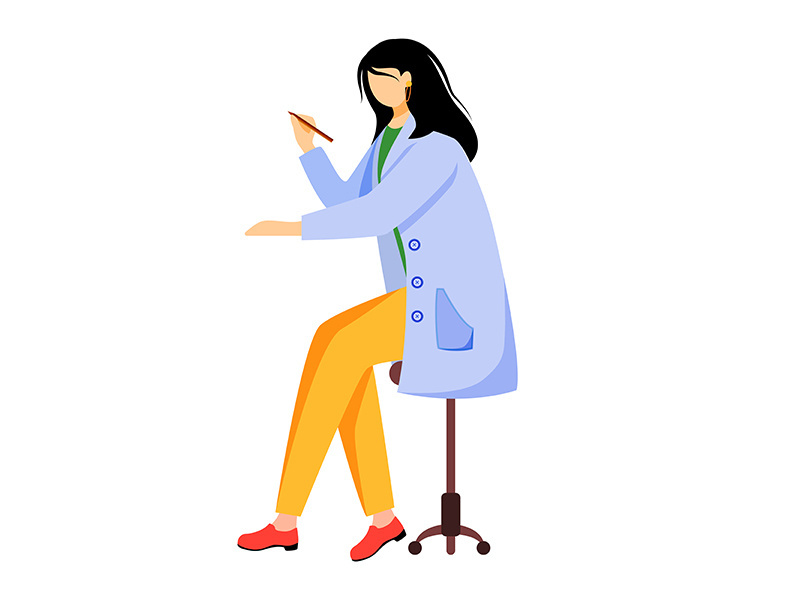 Scientist in blue lab coat flat vector illustration