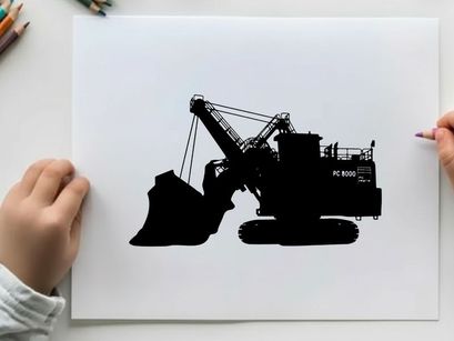 Silhouette of a large excavator or digger machine