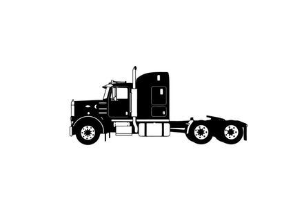 Silhouette of a semi truck tractor unit with sleeper cabin