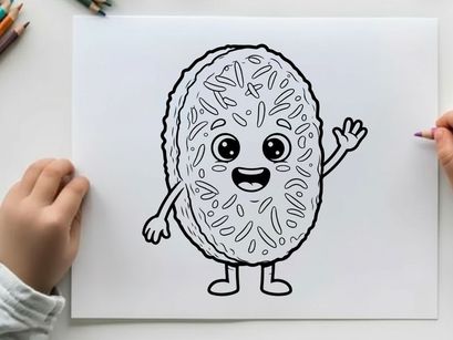 Cute brain character waving vector illustration flat design