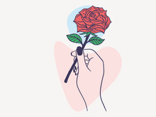 Women Hand Give a Flower, Vector Illustration
