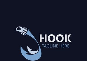 Hook Fishing logo simple and modern vintage rustic vector design style template illustration
