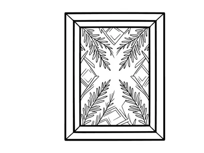 Christmas pine branch sketch in a picture frame for holiday greeting card design