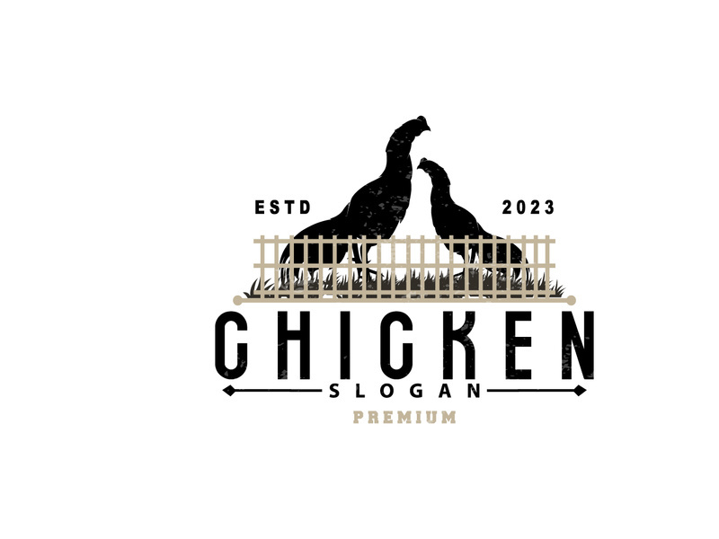 Chicken Logo, For Roast Chicken Restaurant, Farm Vector, Simple Minimalist Design For Restaurant Food Business