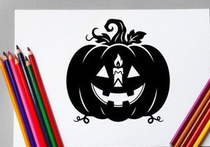 Labu Jack-o'-Lantern Halloween dengan Cahaya Lilin untuk Dekorasi Musim Gugur