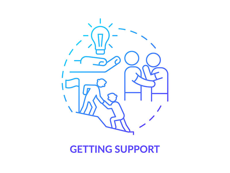 Getting support blue gradient concept icon