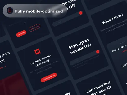 Red Wireframe UI Kit Free