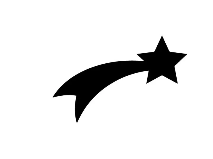 Schwarzes Sternschnuppen-Symbol isoliert auf weißem Hintergrund für Weihnachtselemente.