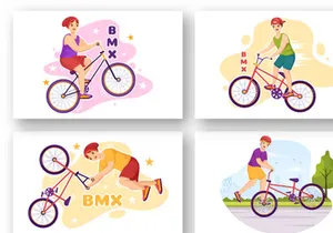 12 BMX Bicycle Sport Illustration