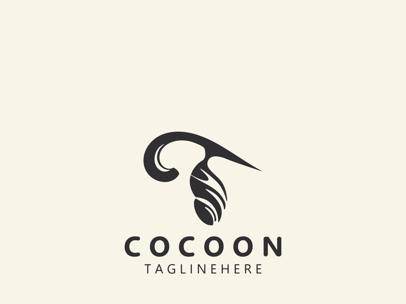 Cocoon logo Butterfly silkworm symbol. Illustration caterpillar animal template design