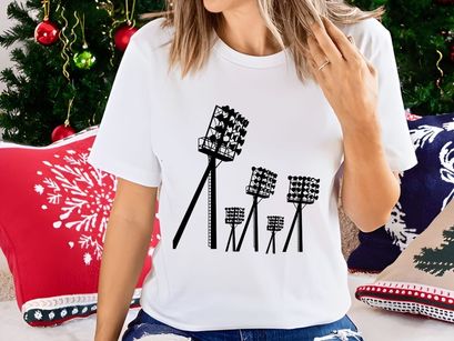 Floodlight towers with multiple lighting units installed