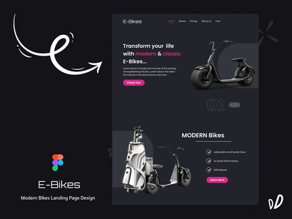 Modern E-Bikes Landing Page Design