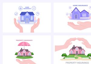 6 Property Insurance Flat Design Illustration