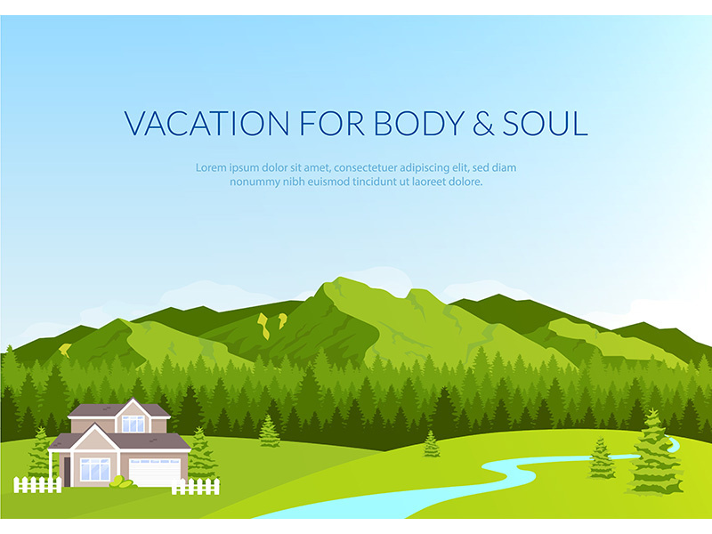 Vacation for body and soul banner flat vector template