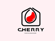 Cherry Fruit logo, Red Colored plant vector illustration, Fruit Shop Design, Company, Sticker, Product Brand