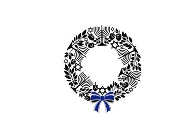 Silhouette jewish wreath with menorah and star of david silhouette preview picture