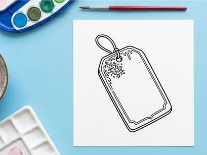 Blank Christmas Gift Tag with Snowflake Illustration