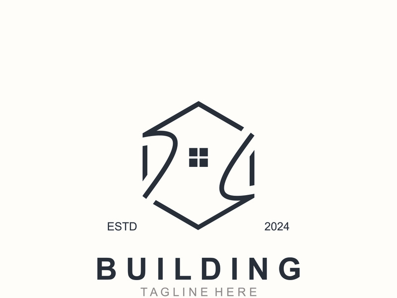 Building logo construction modern real estate symbol for architecture house and property design