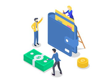 Salary payment isometric color vector illustration preview picture