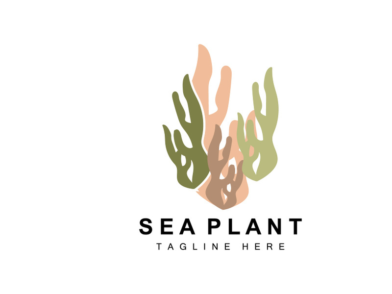 Seaweed Logo, Sea Plants Vector Design, Grocery And Nature Protection