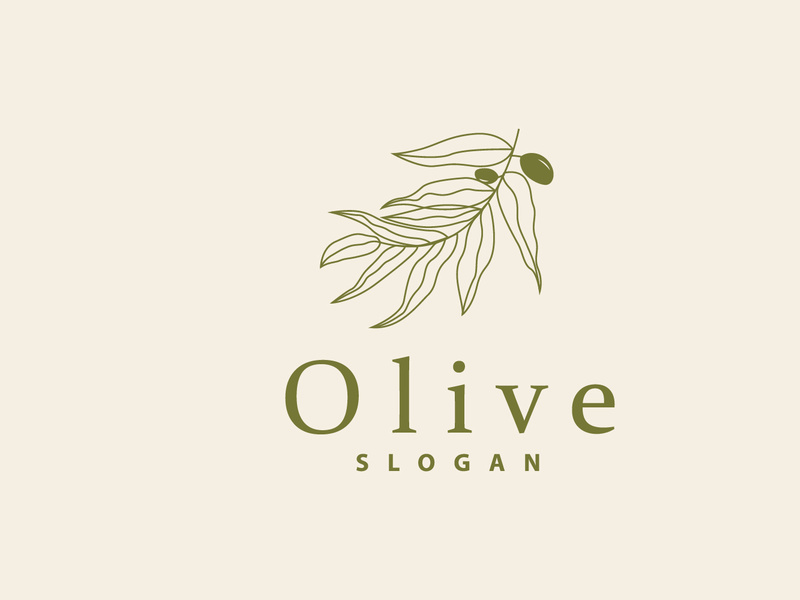 Olive Oil Logo, Olive Leaf Plant Herbal Garden Vector