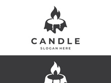 Simple burning luxury candlelight logo design with isolated background.Template for business, sign, company.