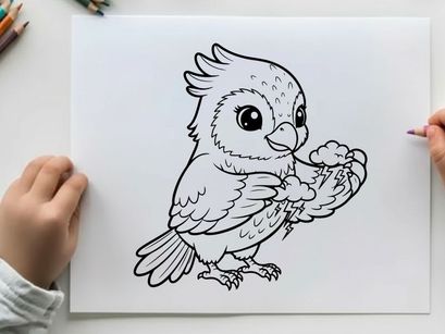 Cute baby owl holding heart vector illustration