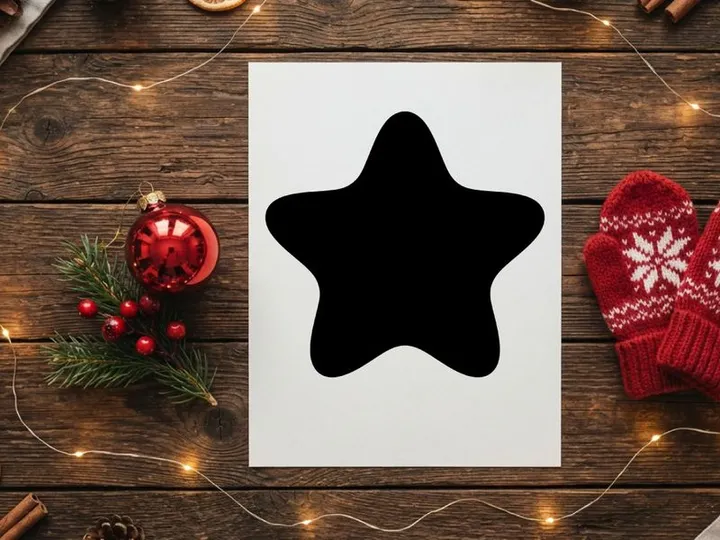 Cute Black Star-Shaped Cookie with Festive Decorations