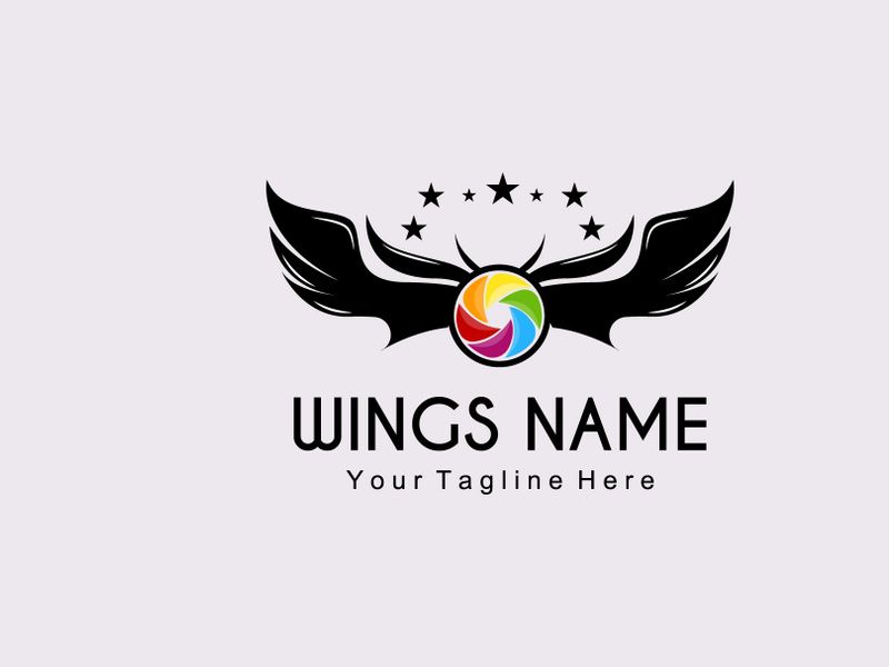 Wings Logo Design, Shield Wings Vector, Bird Feather Illustration