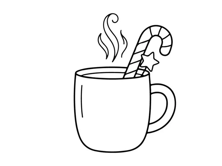 Mug Natal dengan ilustrasi seni garis permen tongkat untuk desain kartu ucapan hari raya