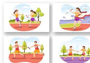 12 Relay Race Sports Illustration