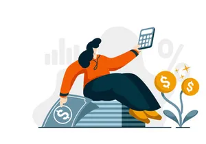 Interest Loan Calculator icon flat Illustration for business finance loan