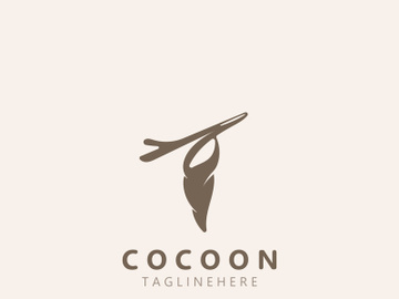 Cocoon logo Butterfly silkworm symbol. Illustration caterpillar animal template design preview picture