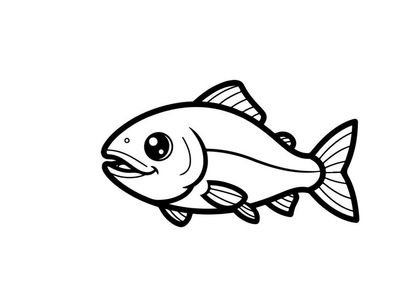 Cute smiling fish swimming vector illustration flat design